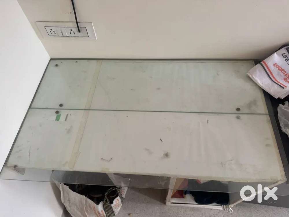 Computer table with glass