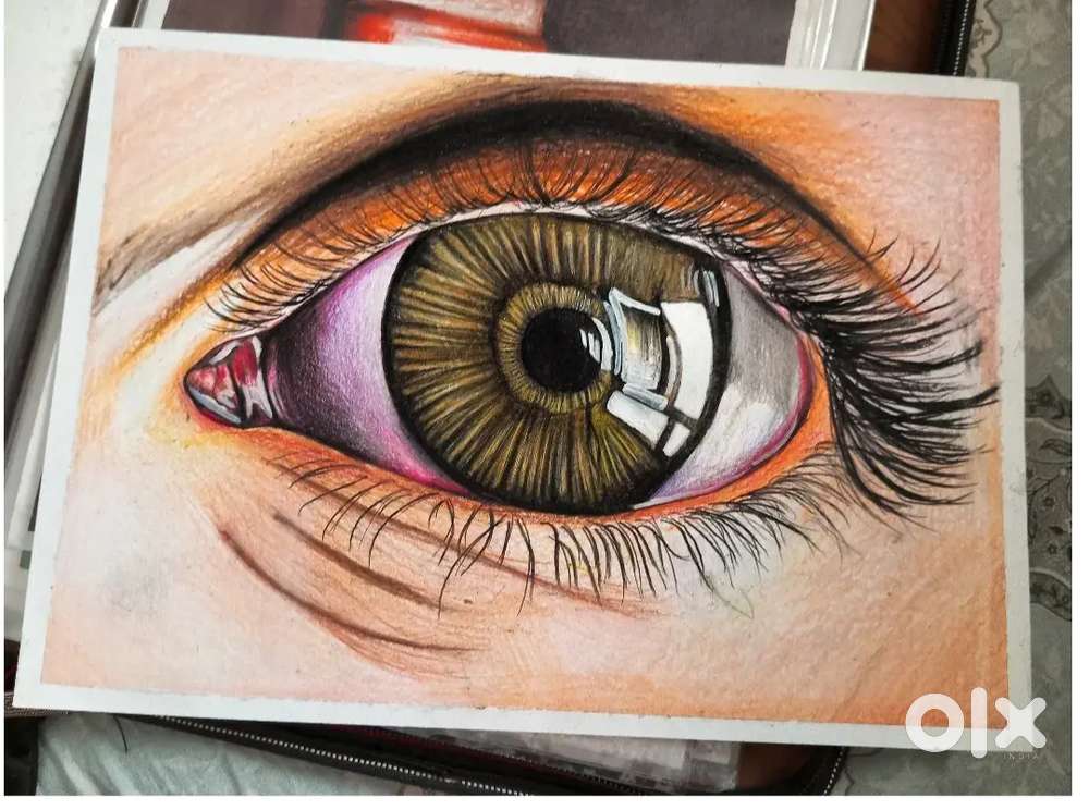 Realastic drawing eye using  colored pencil