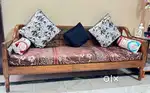 Wooden Sofa with 2 chairs and Computer Table
