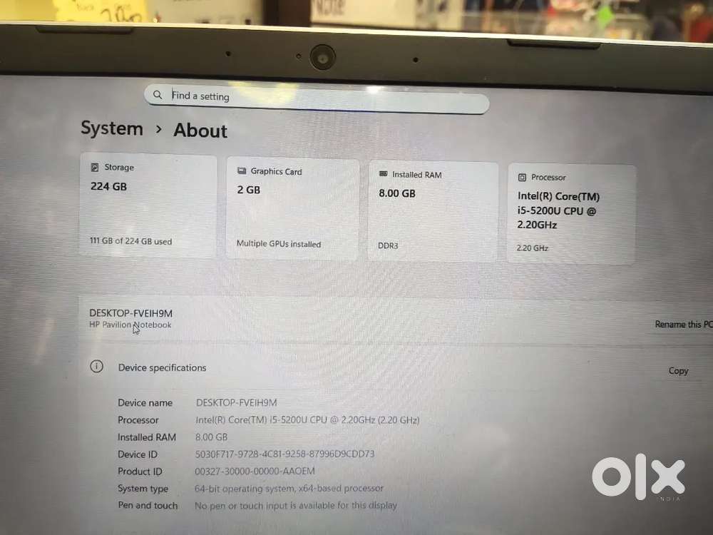 Hp Laptop i5(5th gen) 8GB Ram with 2Gb Graphics card