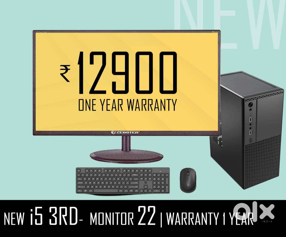 NEW COMPUTER SET  22 INCH MONITOR  CPU  DESKTOP - 1 YEAR WARRANTY