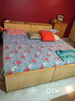 Wooden box bed and dressing table