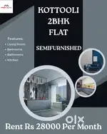 Kottooli 2Bhk Semifurnished Flat Available For Rent