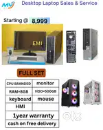 Hard disk - 500GB  Monitor - 22-inch  Keyboard Mouse  SSD - 128GB  Ne