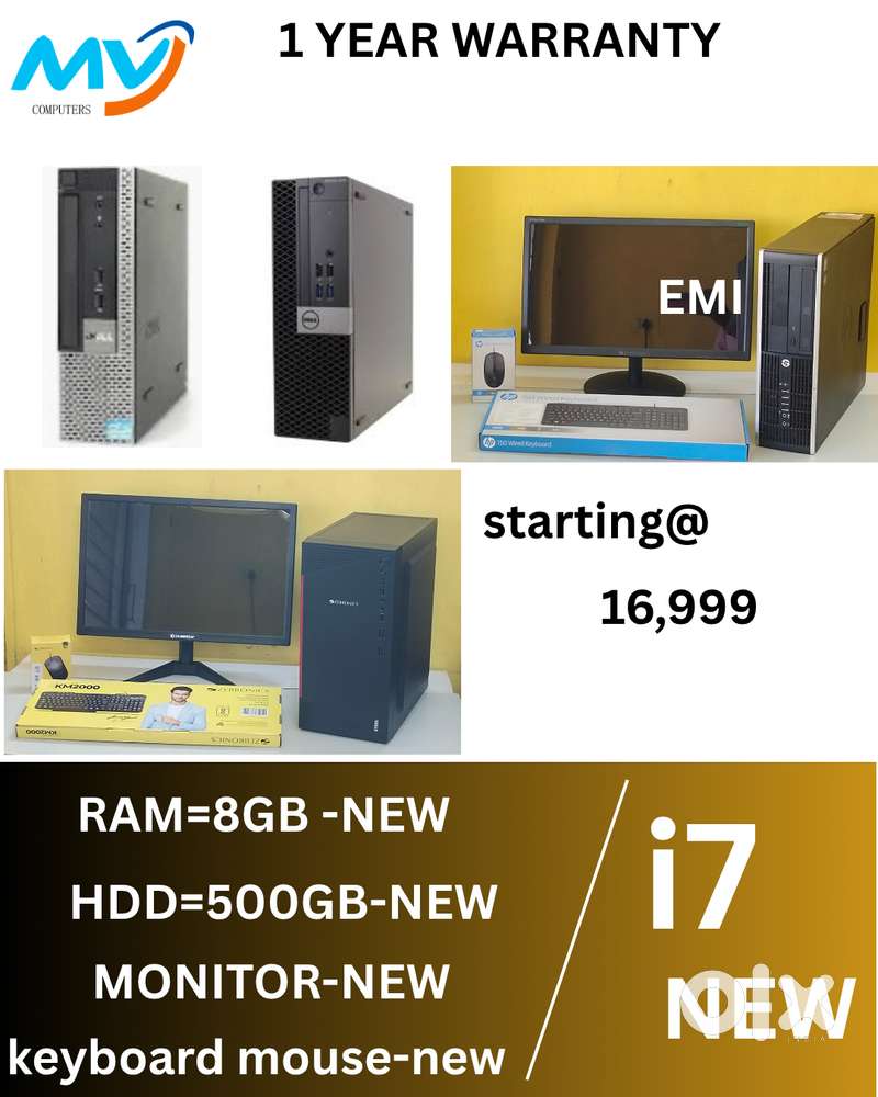 Branded CPU - i7 Process  Ram - 8GB DDR3  Hard Disk - 500GB  SSD-256g
