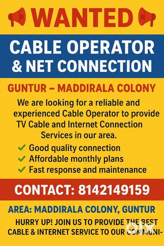 Wanted cable operator & technician
