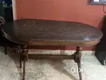 Sheesham Wood Dining table black colour 6 seater with 3 chairs
