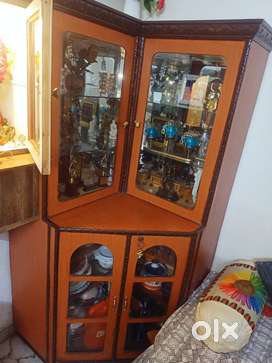 Elegant wooden corner showcase cabinet-Excellent condition