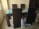 Elegant Wooden Glass Dining Table (Seats 6) - Excellent Condition!