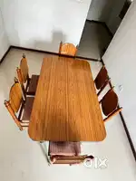 Saag Wood 6 Seater Dining Table with Chairs – Excellent Condition