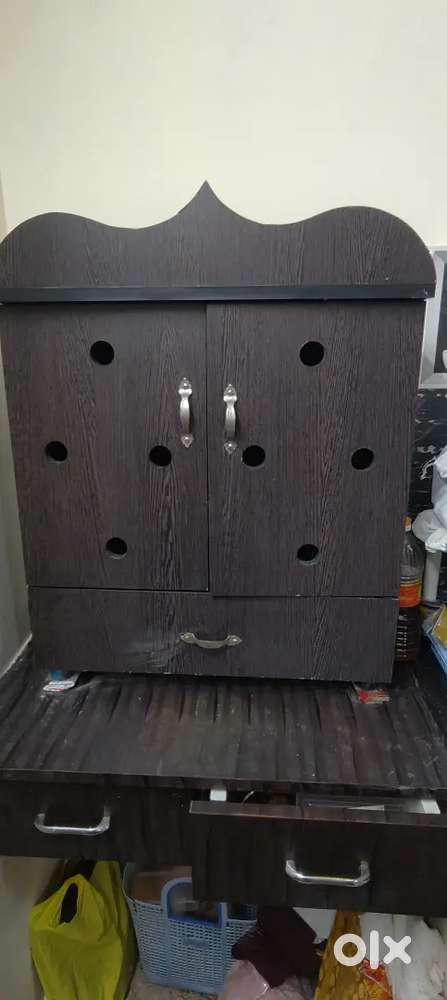 Wooden pooja cabinet) mandir with drawer-good condition