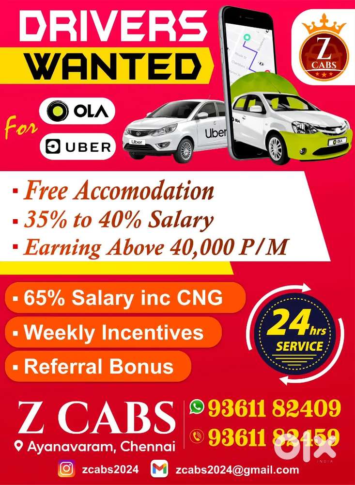 DRIVERS WANTED - UBER • OLA • RAPIDO • REDTAXI