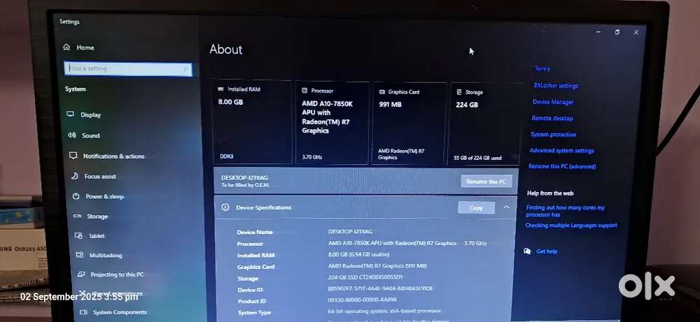Desktop with Monitor, Keyboard and Mouse