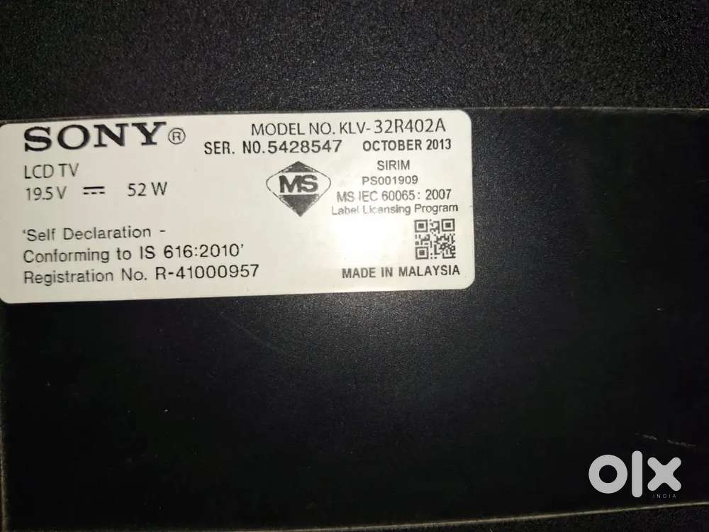 Sony LCD TV Model No. KLV-32R402A