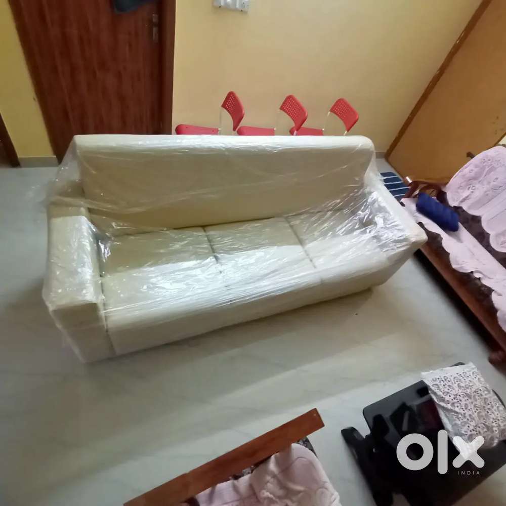 Forme with Rexine cove cushion sofa 7 ft length