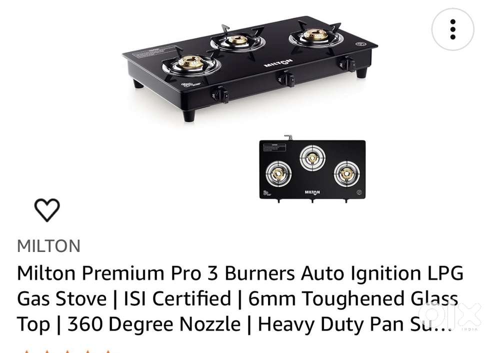 Milton Premium Pro 3 Burners Auto Ignition LPG Gas Stove