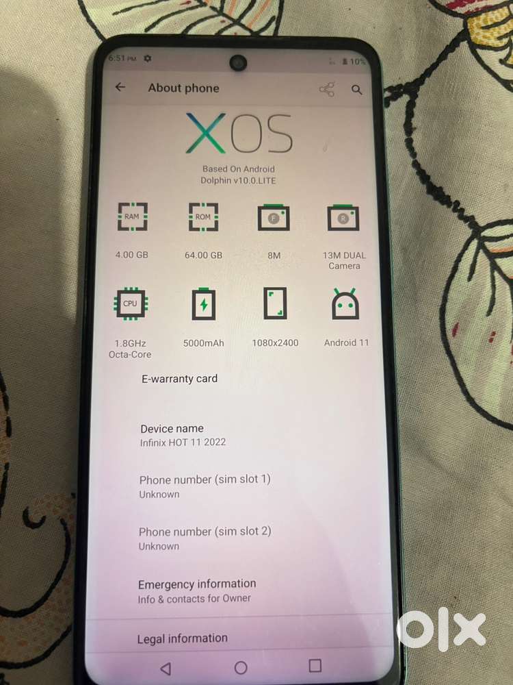 4/64 infinix hot 11 2022