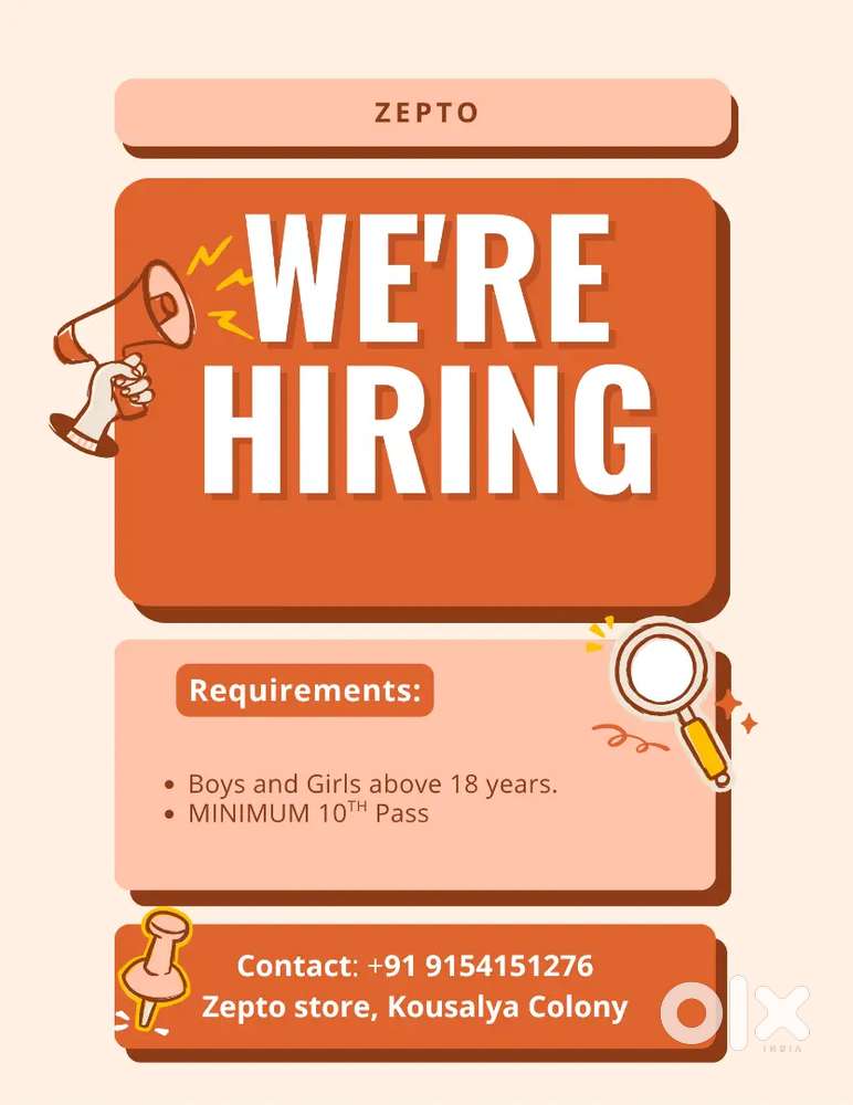 Job Vacancies in Zepto store