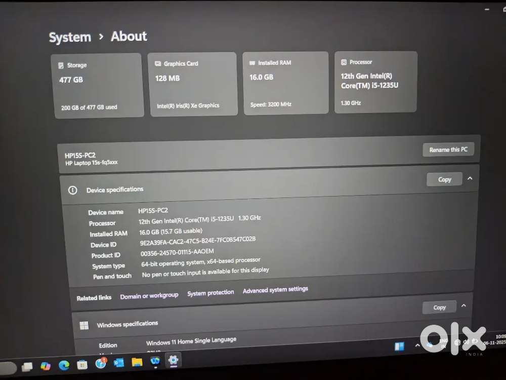 HP 15s i5 12 generation 16 gb ram 512 gb ssd like new conditions