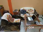 4-Seater Sofa & 6-Seater Glass Top Dining Table