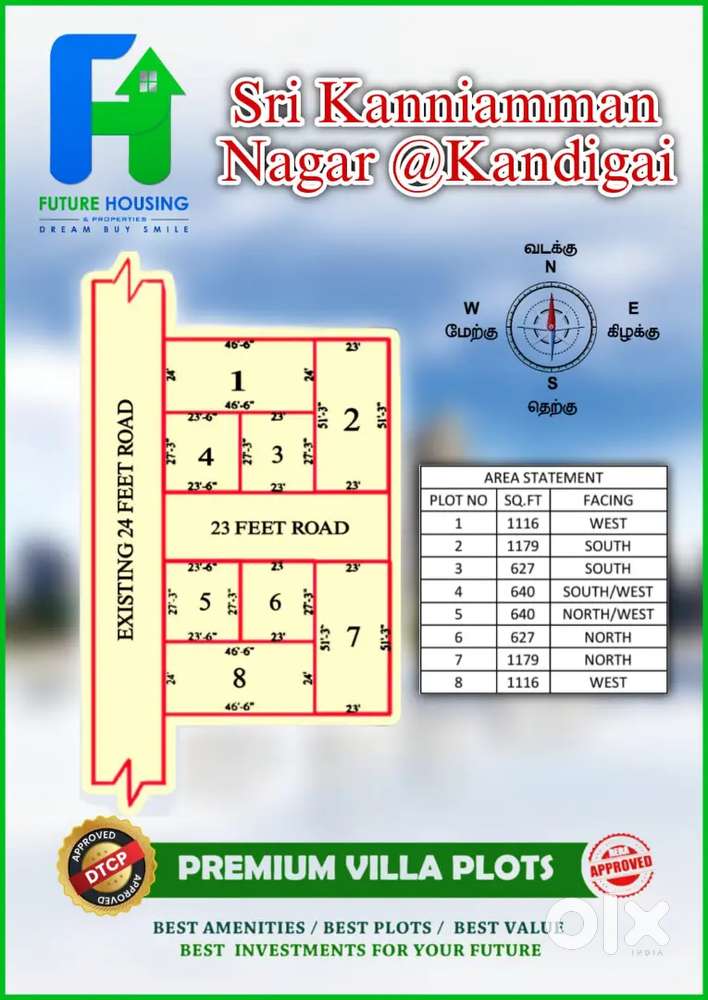 DTCP RERA APPROVED VILLA PLOTS FOR SALE IN KANDIGAI NEAR VANDALUR