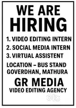 HIRING FRESHER VIDEO EDITING & SOCIAL MEDIA INTERNS