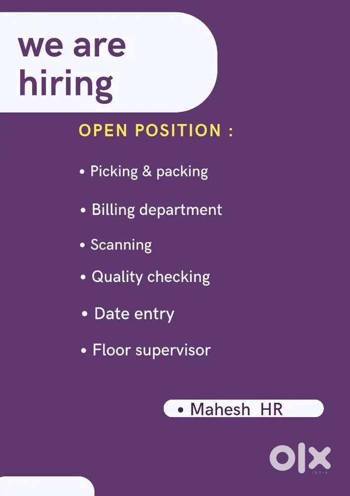 WE ARE HIRING FOR EXECUTIVE SUPERVISOR FOR WAREHOUSE