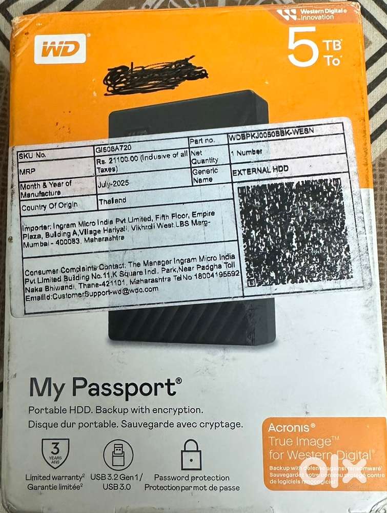 WD 5TB My Passport Portable Hard Disk Drive