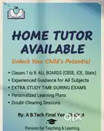 I'm a home tutor available for class 1st to 8th