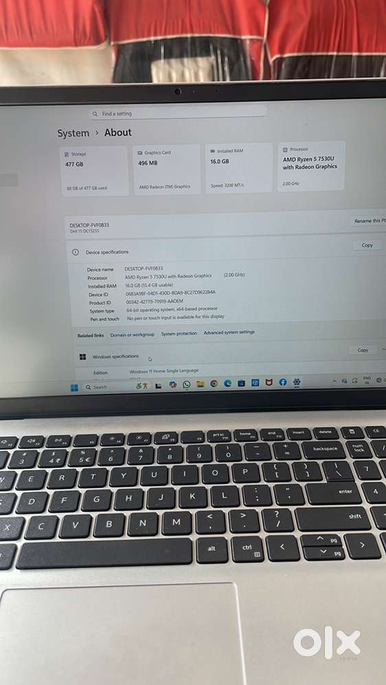 Dell laptop 16/512 gb ryzen 5