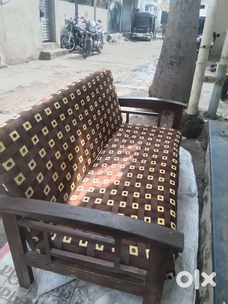 Sagwan sofa set and triple door almari