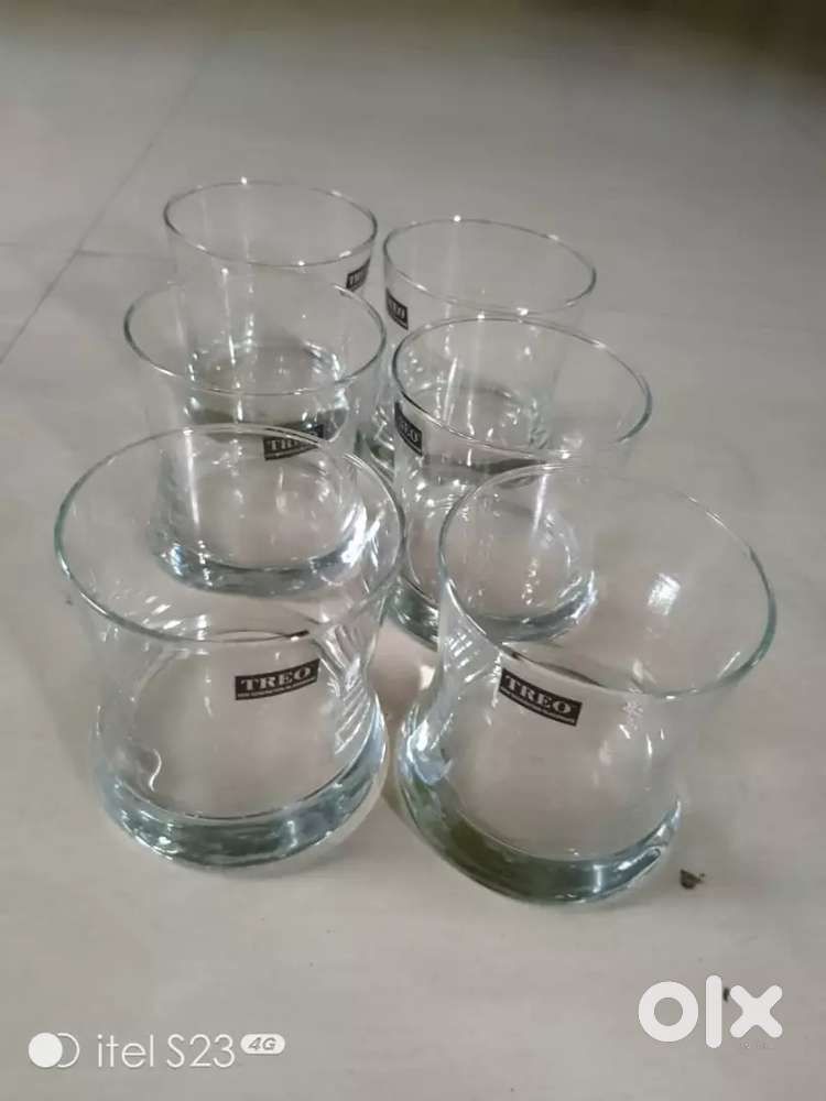 NEW, UNUSED, 6 GLASSES TERO BRAND, TUMBLER TANGO BROAD BASE SHAPE