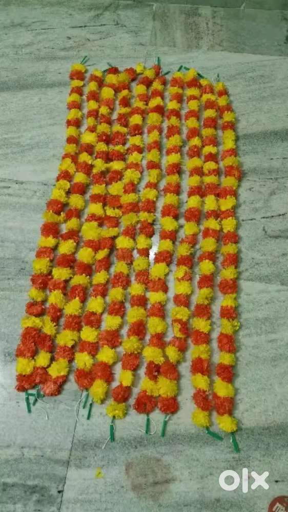 ARTIFICIAL MARIGOLD FLUFFY FLOWER Diwali Decoration(Pack of 10, 5 Ft.)