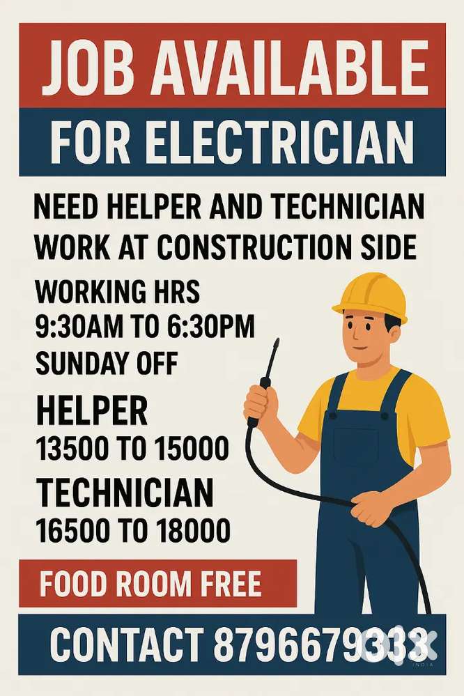 JOB Available For Electrician Need Helper And Technician