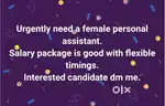 REQUIRED FEMALE PERSONAL ASSISTANT
