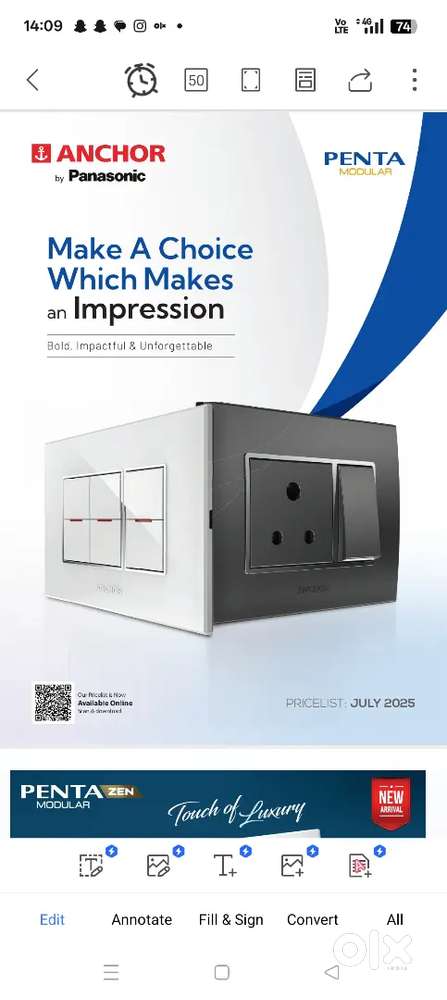 Anchor penta switches & socket