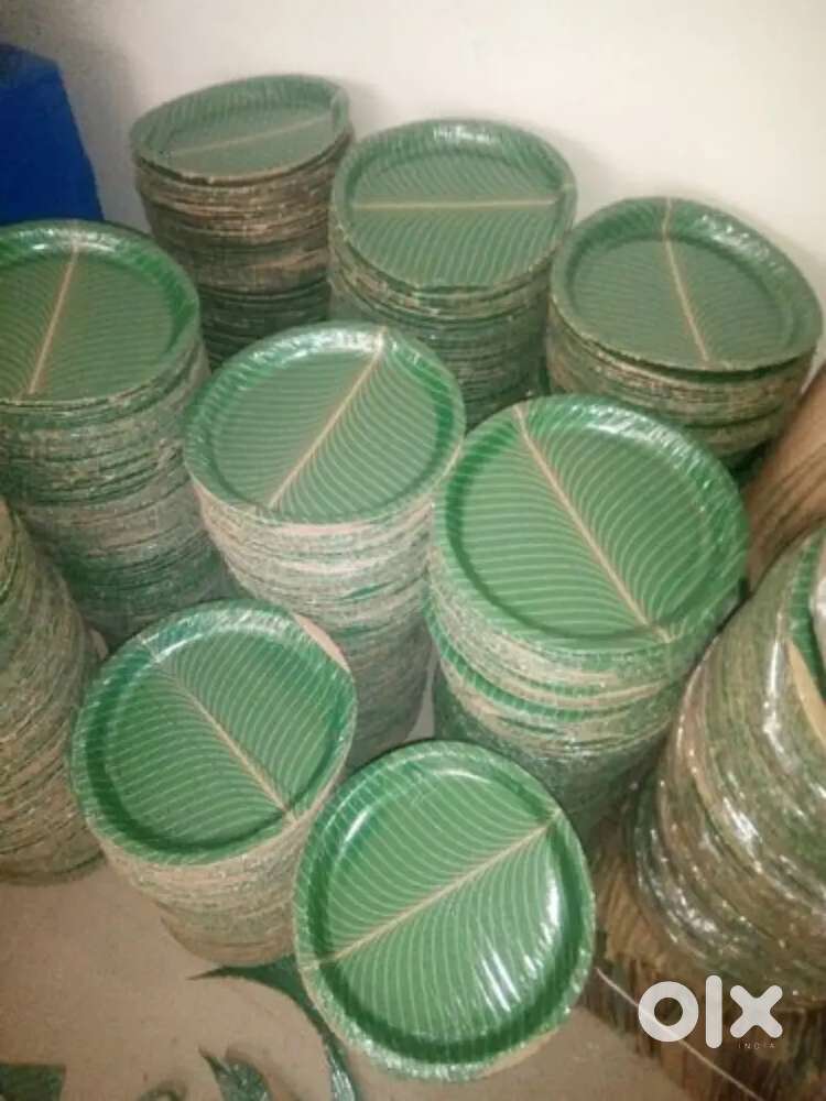 Eco-Friendly Areca Leaf Design Paper Plate (Round, Green)