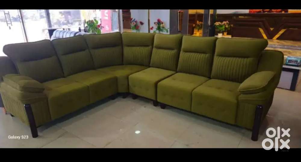 LUXURIOUS L TYPE FIXED PILLOW AND FIBER MODEL SOFA SET AVAILABLE