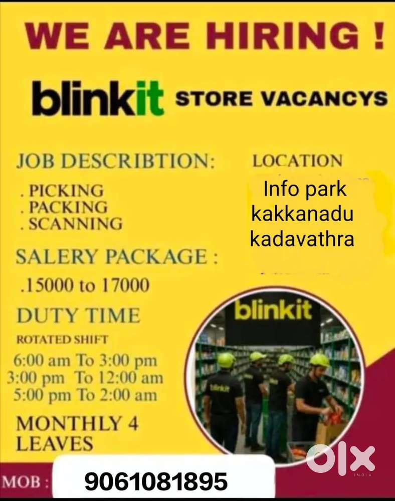 Blinkit vacancys @infopark