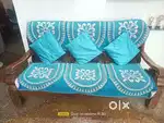 3 + 2 seater sofaset and centre table  (glasstop) and maharaja couch
