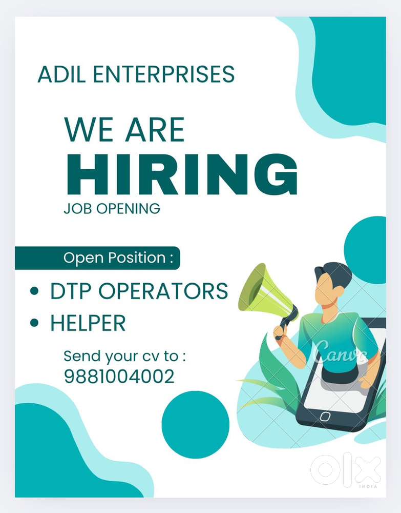 DTP OPERATOR & SHOP HELPER JOB OPEN