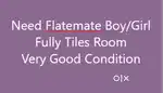 Girl/Boy Flatemate Saprate Room Kitchen + Washroom