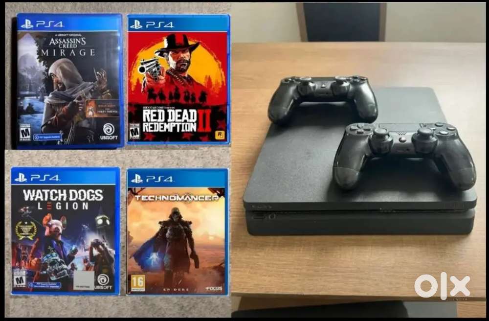 PS4 PLAYSTATION 4 SLIM 1TB WITH 4 Games DVDs - 5 MONTHS WARRANTY