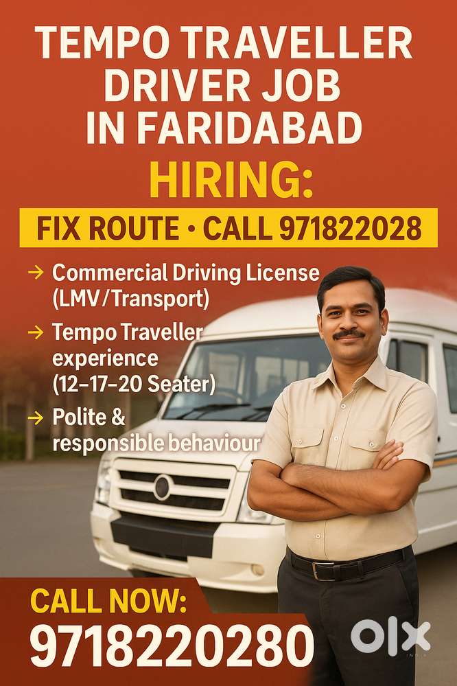 Tempo Traveller Driver Needed in Faridabad – Fix Route