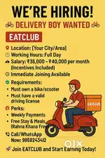Food delivery job delhi NCR Gurgaon  available