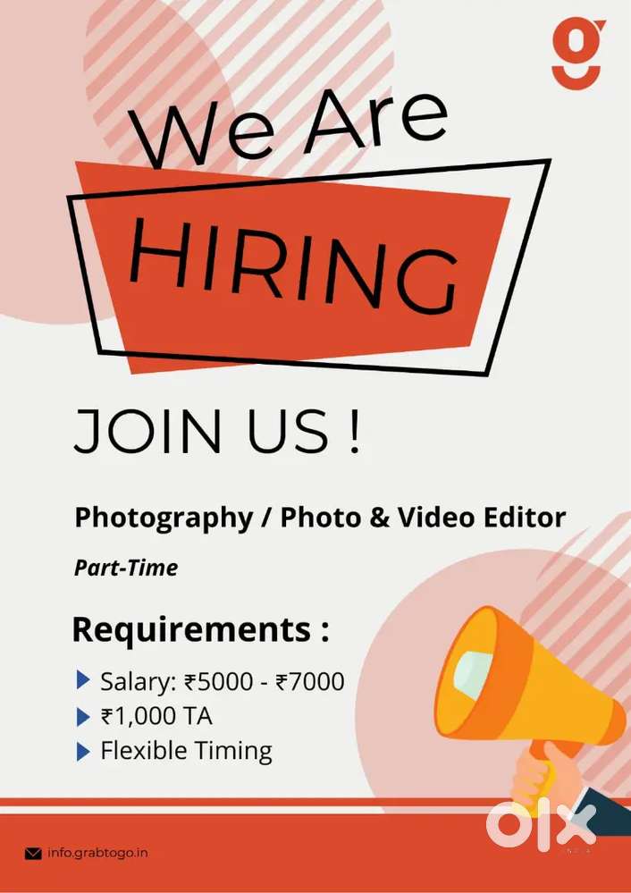 Part-Time : Photographer & Video Editor