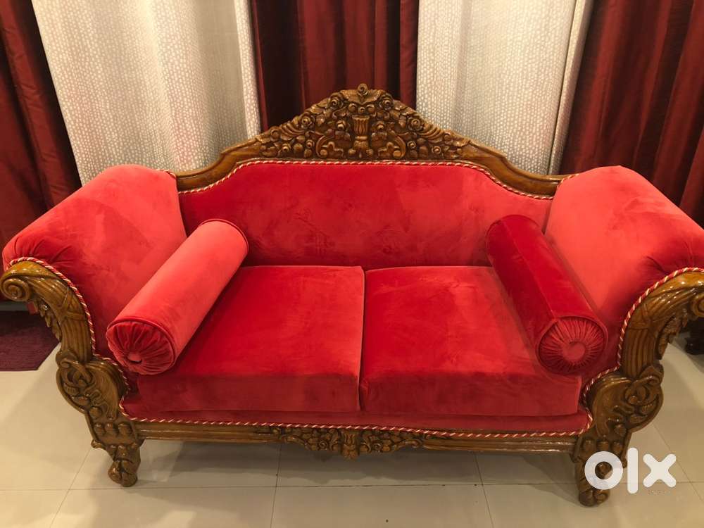 Original Wood Carved Teak Wood 7 Seater Sofa