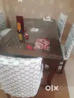 Wooden Dining Table with Glass top