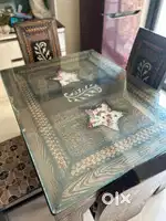 Dinning table 4 seater with glass top dressing table centre table