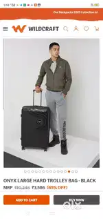 New Wildcraft Hard Trolley Suitcase Bag Black large size